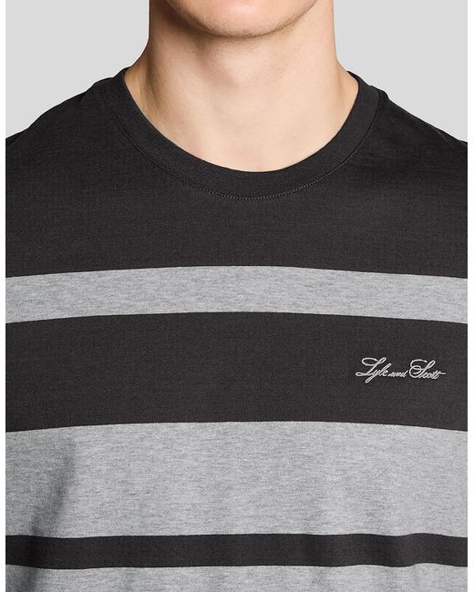 Lyle & Scott Black Relaxed Fit Stripe T-Shirt for men