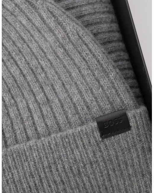 Boss Black Boss Uboldi Scarf & Beanie Set for men