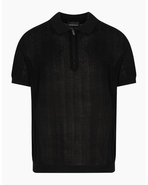 Emporio Armani Black Knitted Polo for men