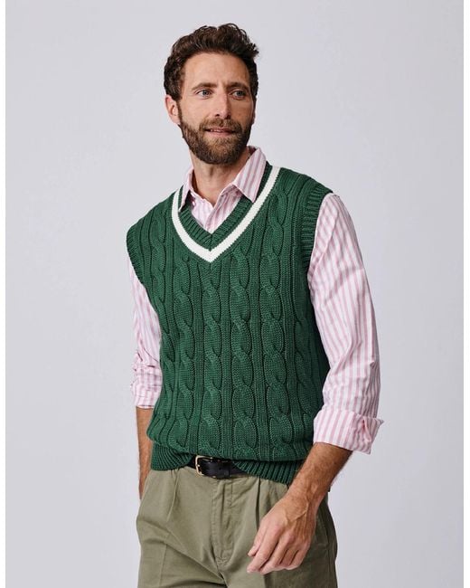 aubi Green Everby Cotton Cricket Slipover for men
