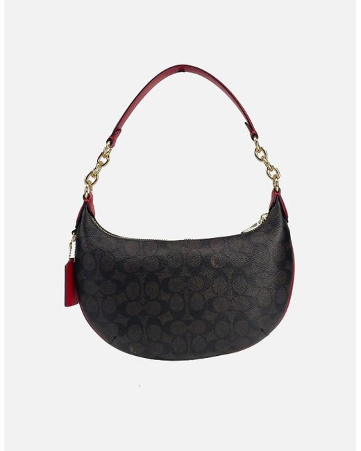 COACH Gray Leather Payton Shoulder Bag With Zip Closure