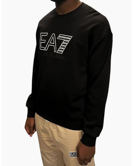 EA7 Black Embroidered Logo Sweatshirt for men