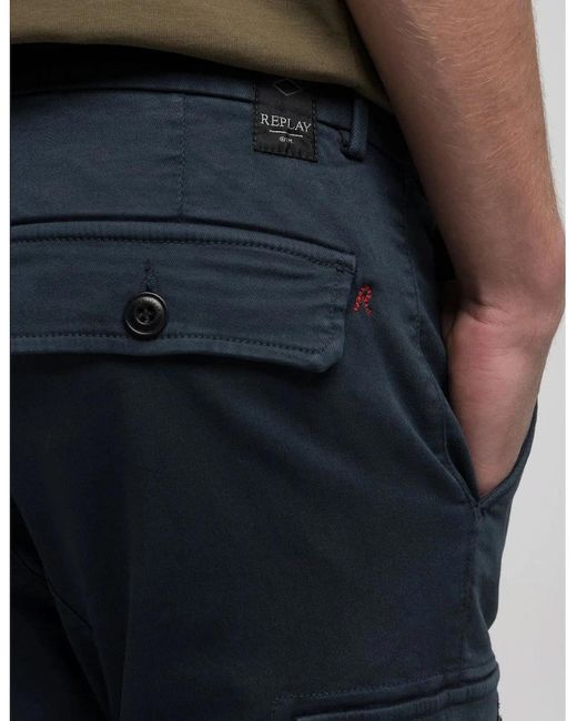 Replay Blue Jaan Cargo Trousers 010 for men