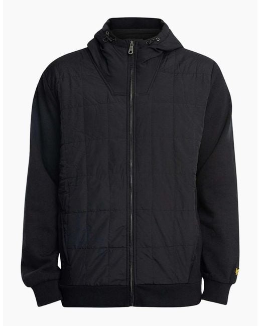 Lyle & Scott Blue Lyle & Scott Hybrid Quilted Zip-Up Hoodie for men