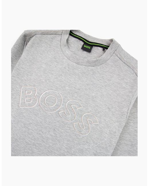 Boss White Salbo Iconic Curved Logo Sweatshirt 059 for men