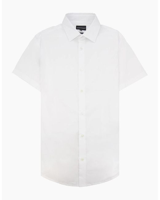 Emporio Armani White Short-Sleeved Stretch Nylon-Blend Shirt Bianco for men