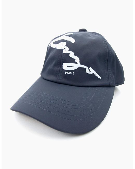 KENZO Blue Rubberised Signature Logo Cap for men