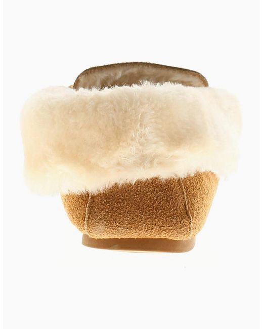 Hush Puppies Brown Moccasin Slippers Agnes Fur Slipper Leather Slip On Tan Uk S
