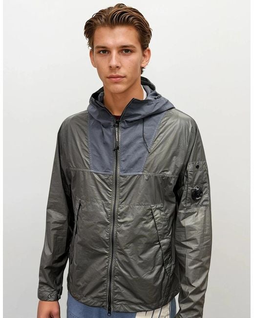 C P Company Gray Smoked Pearl Cs Ii Mixed Hooded Lens Jacket for men