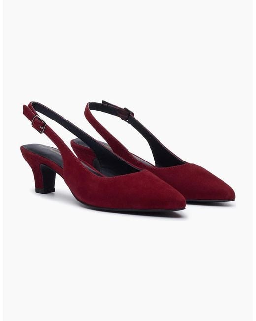 Hush Puppies Red Nahla Buckle Kitten Heel Bordeaux Pointy Slingback Shoes