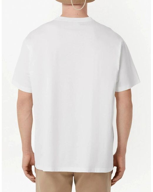 Burberry White Harriston Logo Print T-Shirt for men