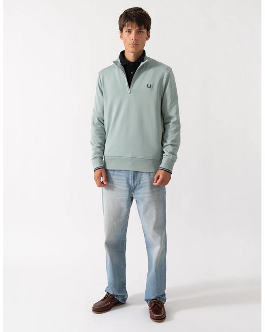Fred Perry Blue Half Zip Sweatshirt for men