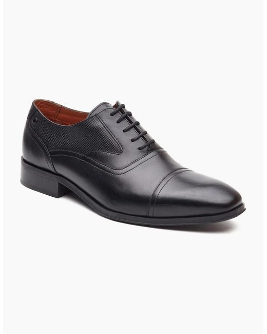 Base London Black Portico Toe Cap Oxford Shoes for men
