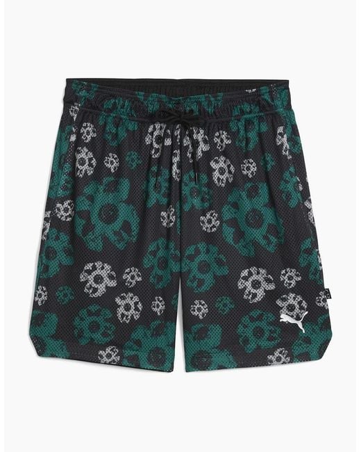 PUMA Green Hoopocalypse Reversible 7In Basketball Shorts for men
