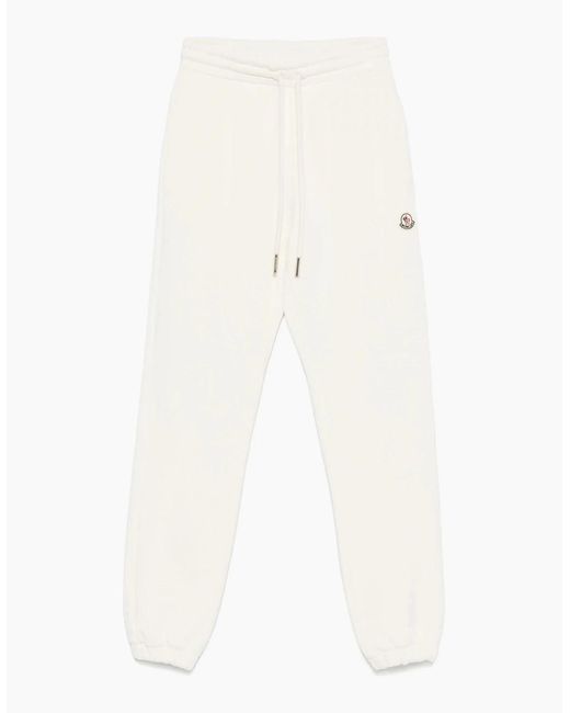 Moncler White Archive Logo Joggers