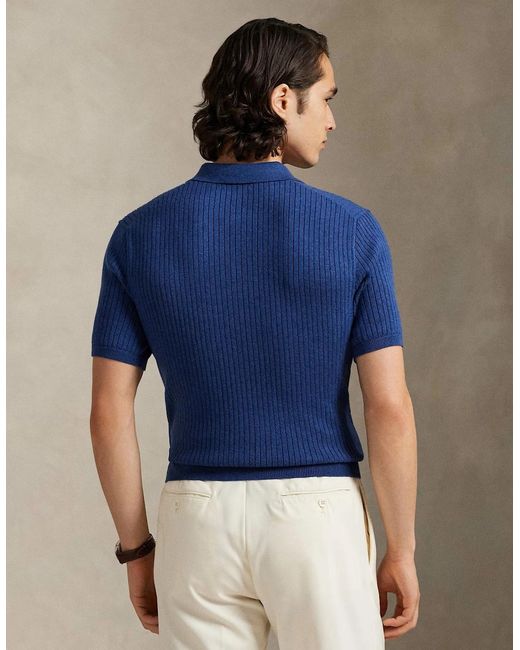 Polo Ralph Lauren Blue Ss Polo Sweater 001 Rustic Heather for men