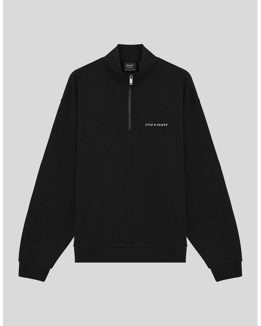Lyle & Scott Black Heavyweight Script 1/4 Zip Sweatshirt for men