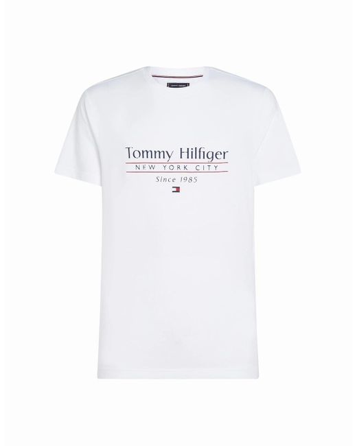 Tommy Hilfiger White Center Stack T Shirt for men
