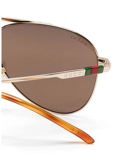 Gucci Brown Webbing Aviator Sunglasses