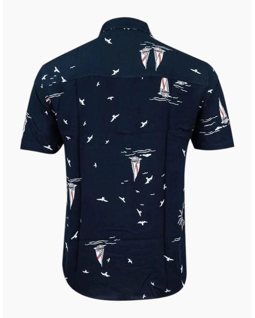 Springfield Blue Hawaiian Shirts Aloha Summer Casual Beach Holiday Viscose Floral New Top for men