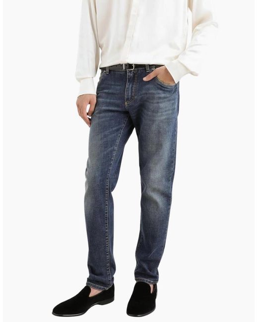 Dolce & Gabbana Blue Plaque Skinny Stretch Jeans Denim for men