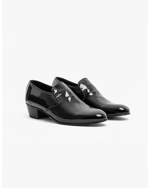 Club Cubano Black Bilbao Patent Leather Plain Cuban Heel Shoes for men