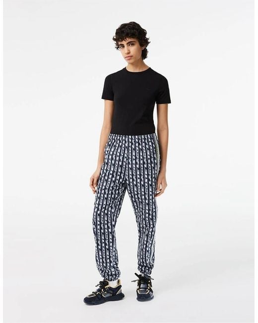 Lacoste Blue Lettering Vertical Stripe Slim Cut Joggers