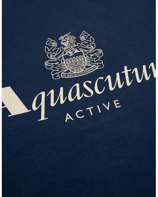 Aquascutum Blue Active Big Logo T Shirt for men