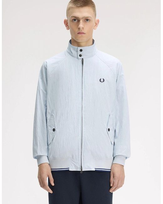 Fred Perry Blue Crinkle Harrington Jacket for men