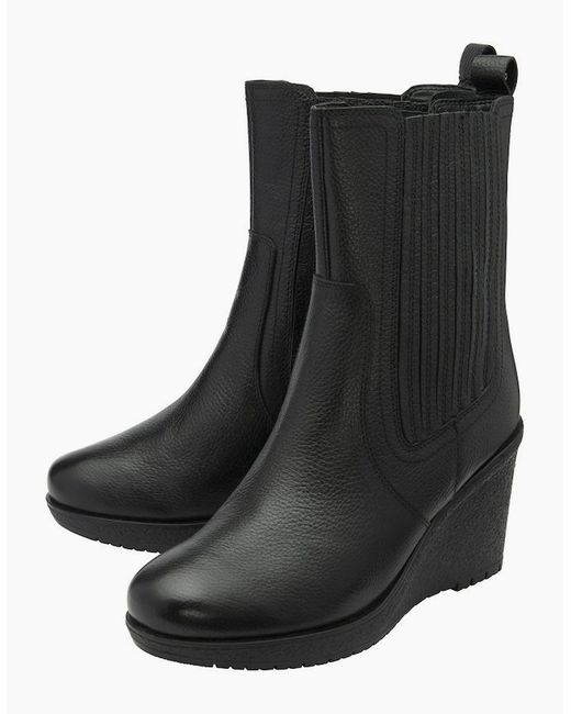 Ravel Black Calvay Wedge Heeled Ankle Boots