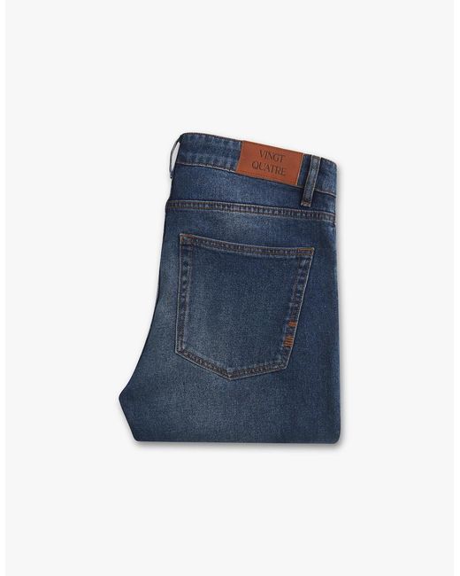 Vingt Quatre Denim Blue Vingt Quatre Taper Fit Mid Jeans for men