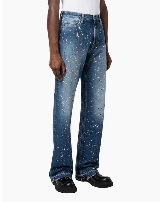 Off-White c/o Virgil Abloh Blue Paint Relax Slim Fit Jeans for men