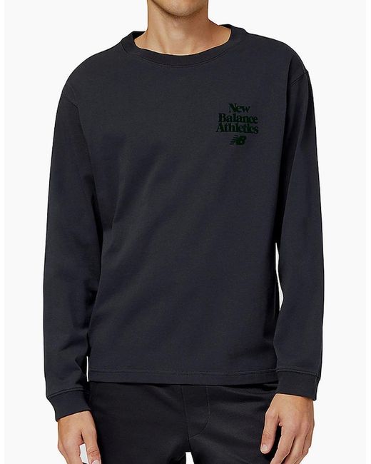 New Balance Blue Athletics 70S Run Long Sleeve T-Shirt for men