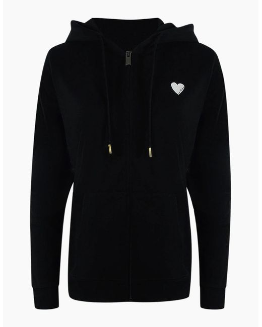 Love Moschino Black Small Heart Logo Zip Hoodie