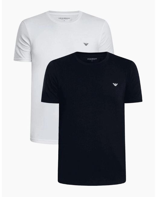 Emporio Armani Blue Cotton 2-Pack Round Neck Eagle Logo/ T-Shirt for men