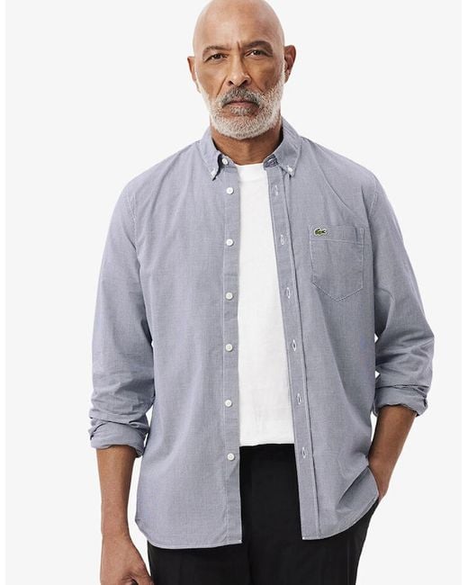 Lacoste Gray Regular Fit Gingham Poplin Shirt for men