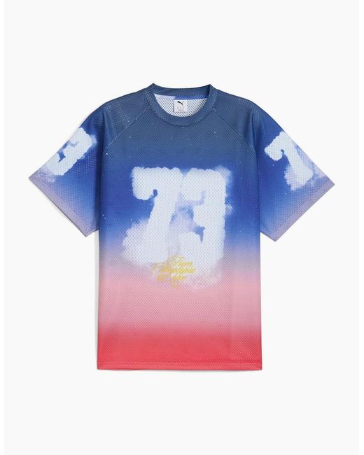 PUMA Blue Hooptopia Sunset Hoops Jersey Short Sleeve Performance T-Shirt for men