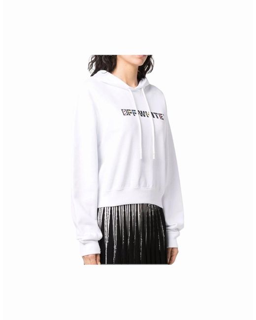 Off-White c/o Virgil Abloh White Geometric Logo Cropped Hoodie