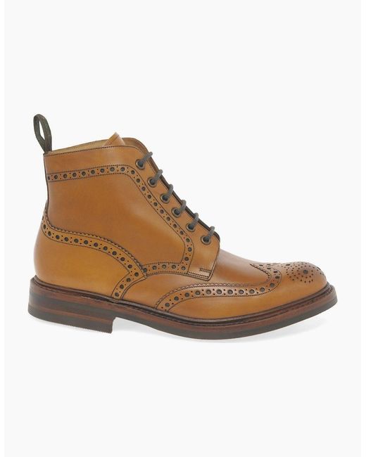 Loake Brown Bedale Lace Up Brogue Boots for men