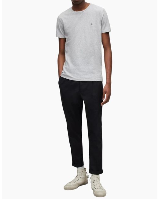 AllSaints Gray All Saints T Shirts Crew Neck Slim Short Sleeve Casual Summer Cotton Tee for men