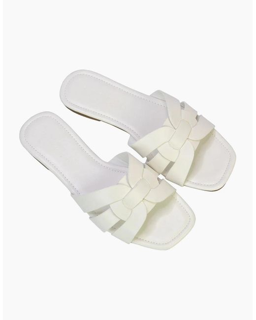 XY London White Ladies Luci Square Toe Strappy Sandals