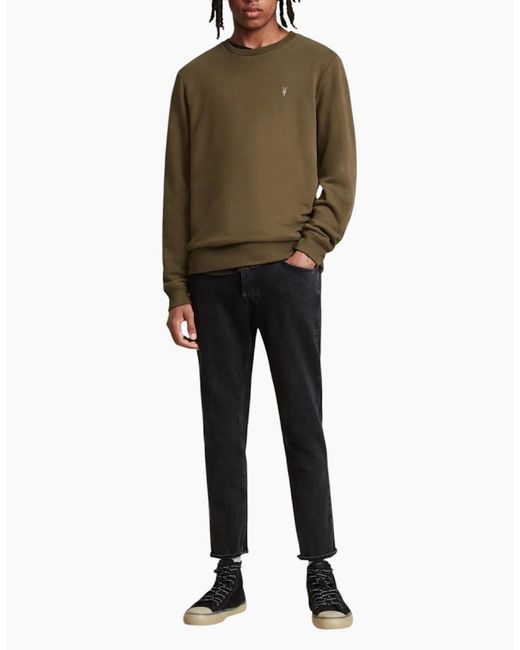 AllSaints Green All Saints Reven Sweatshirts Crew Neck Casual Cotton Pullover Winter Jumper for men