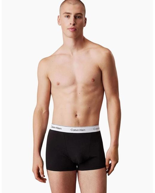 Calvin Klein 3-Pack Icon Cotton Stretch 'Relaxed Dart' Boxer Trunks, /Glacier/Bluebell for men