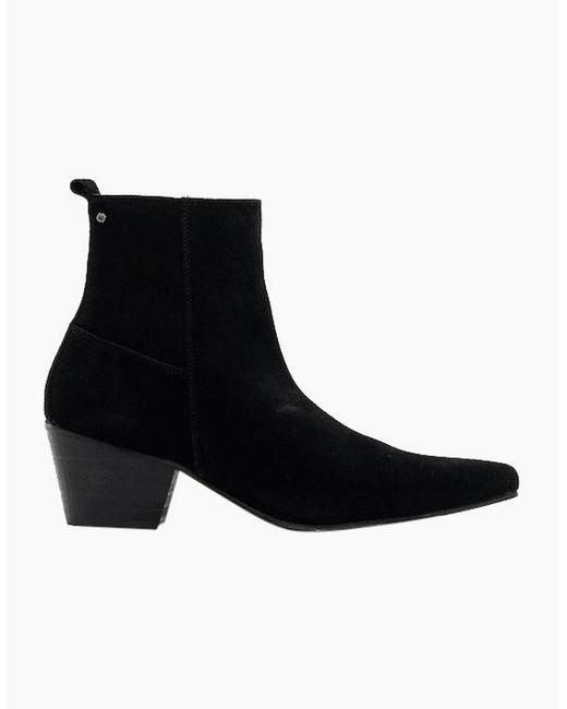 Club Cubano Black Lennon Suede Winklepicker Cuban Heel Boots for men