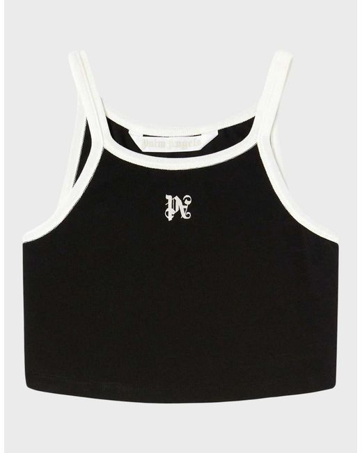 Palm Angels Black Monogram Tank Top
