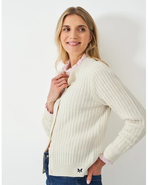 Crew Natural Tillie Textured Cardigan Linen