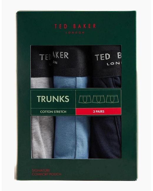 Ted Baker Gray 3-Pack Coloured Boxer Trunks for men