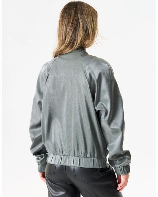 Gini London Gray Metallic Elasticated Waist Bomber Jacket