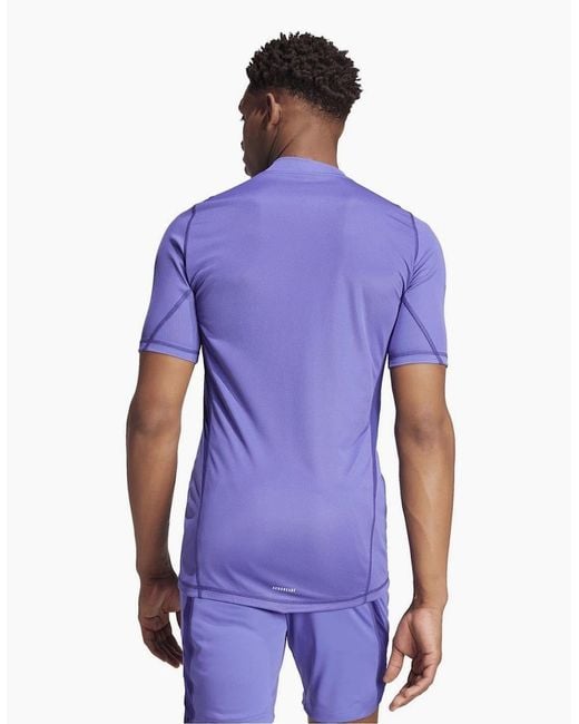 Adidas Blue V-Neck Short Sleeve Slim Fit Jersey Top for men