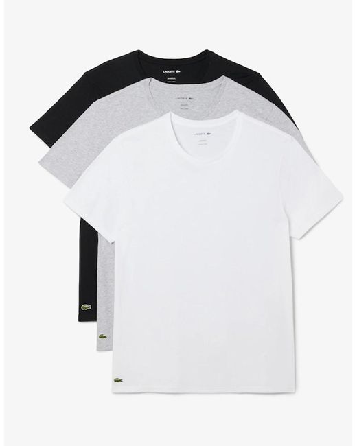 Lacoste White 3-Pack Lounge T-Shirts for men